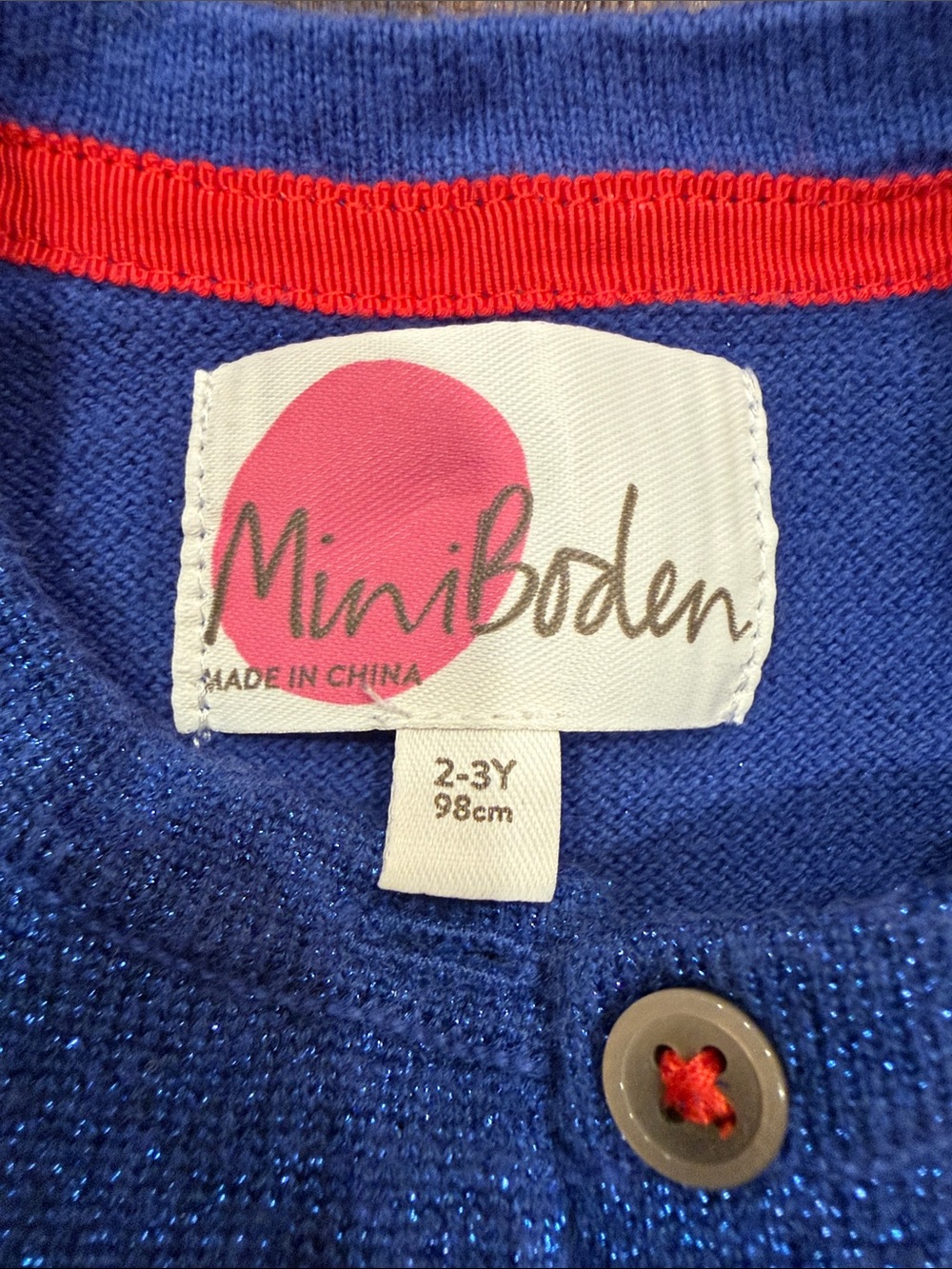 Mini Boden Bright Blue Ruffle-Trim Cardigan - Picture 2 of 3